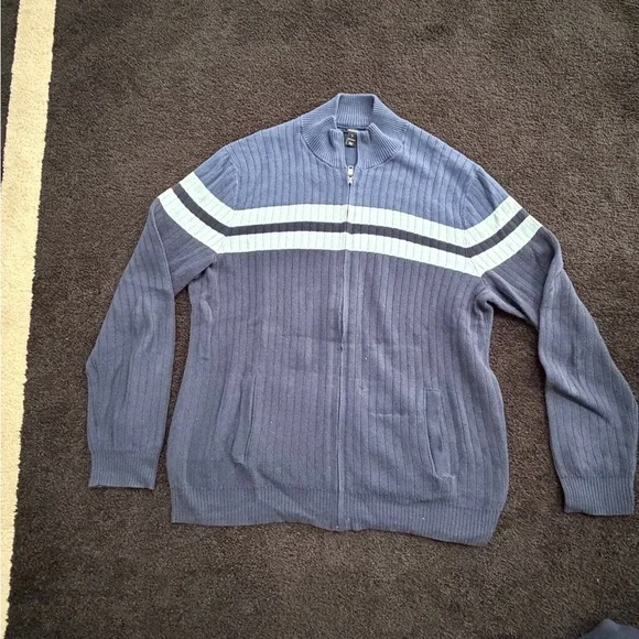 NEW Alfani Men's Navy Blue Striped Sweater - Picture 2 of 11